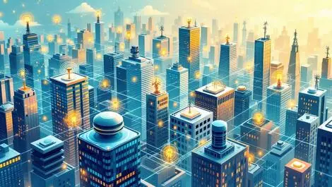 Iot smart city wireless sensors antennas data flow clusters connections