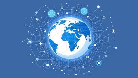 Modern globe neural network nodes digital patterns generative ai tech spending