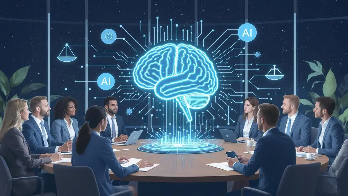 Australian business meeting ai digital brain ethics sustainability illustration