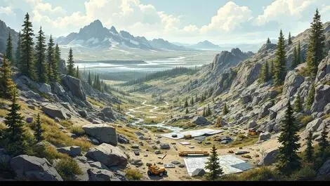 Rugged northern canadian landscape rocky terrain boreal forest advanced geological mapping technologies