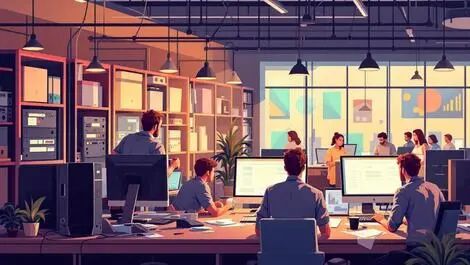 It professionals setting up computer hardware in government office guernsey