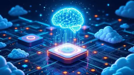 Interconnected cloud servers digital data streams ai brain cloud it management analytics