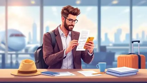 Business traveler airport terminal photographing meal receipt smartphone