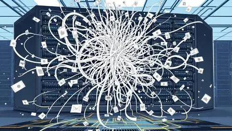 Chaotic swarm digital data streams overwhelming server rack ddos attack