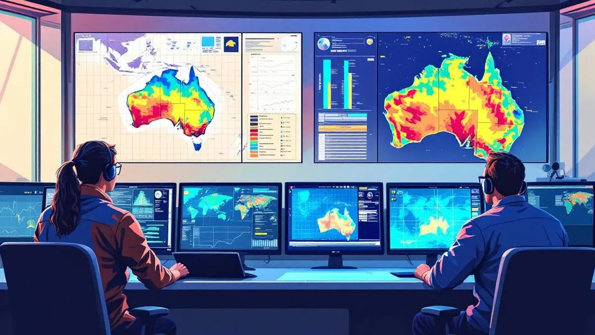 Australian scientists monitoring earth science data in modern control room