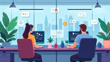 Modern office contact center australian employees ai assistant collaboration