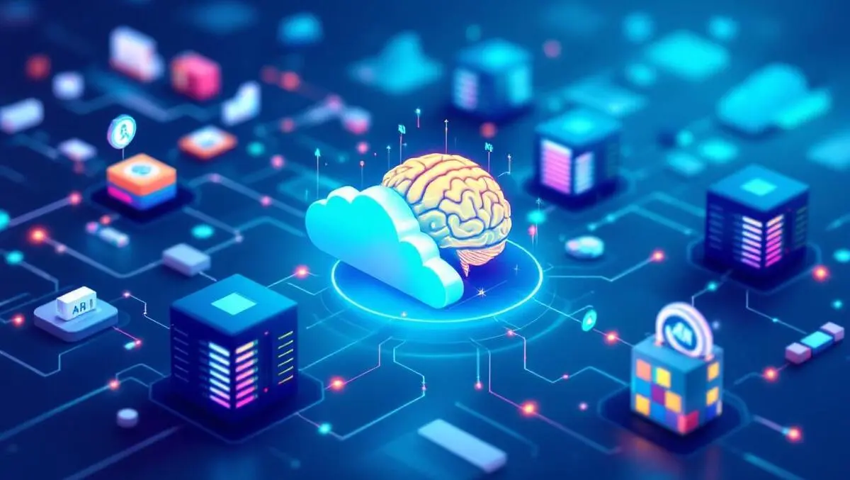 Illustration interconnected servers clouds ai brain business sectors integration