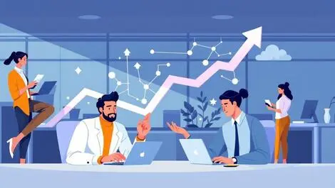 Australian business professionals modern office digital devices growth innovation