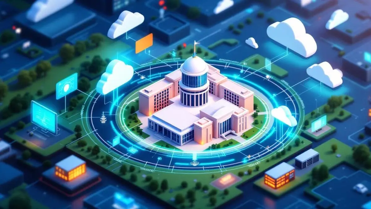 Australian government buildings cloud onpremises servers digital network illustration