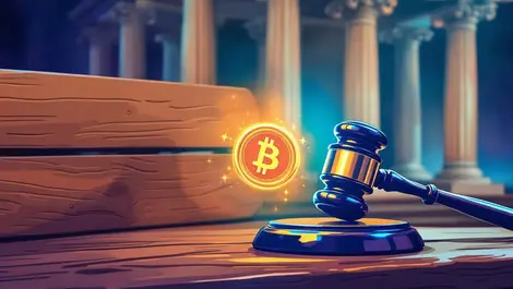 Judge gavel digital coin legal judgment digital assets australia courtroom