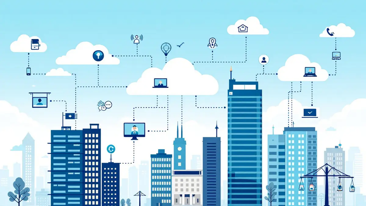 Unified communications cloud services business office buildings australia cityscape