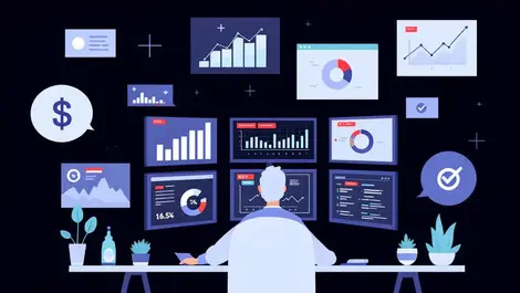 Finance professional analyzing charts data risk graphs audit expense monitoring