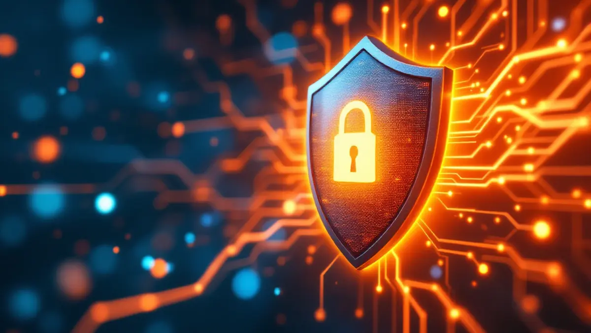 Realistic shield locking glowing human silhouette digital identity cyber protection