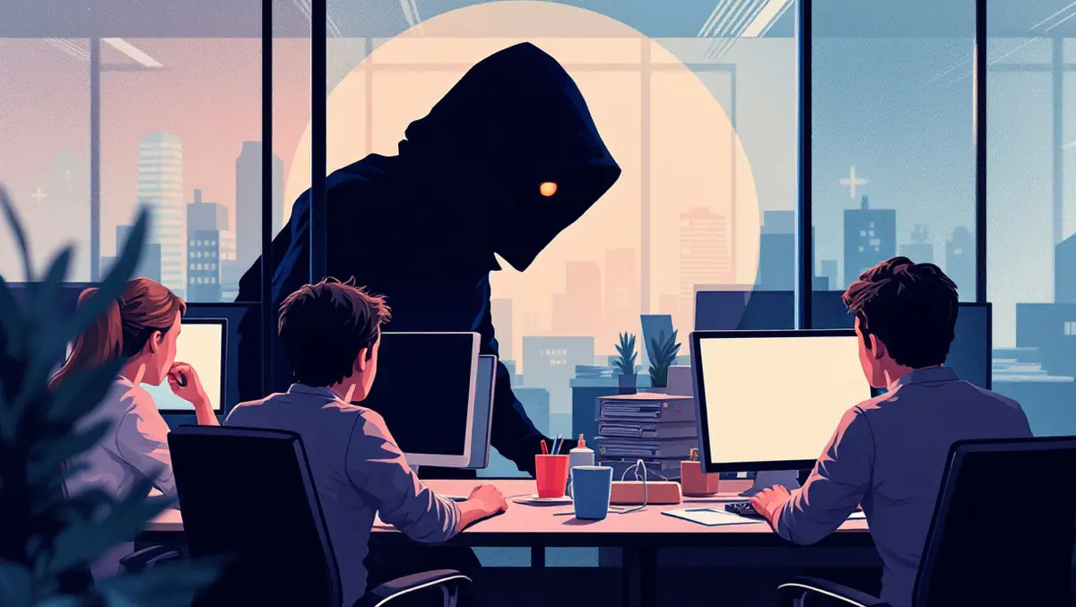 Modern australian office distracted employees cyber threat shadow