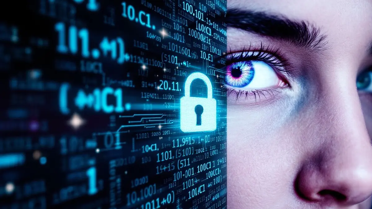 Human face digital code pattern open padlock ai trust security concerns