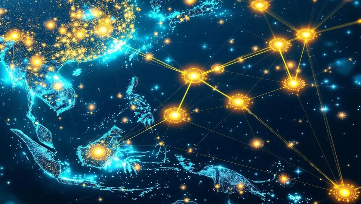 Detailed illustration underwater land fiber optic cables asia pacific network