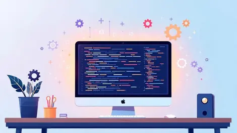 Computer terminal code gears software development ai automation desk