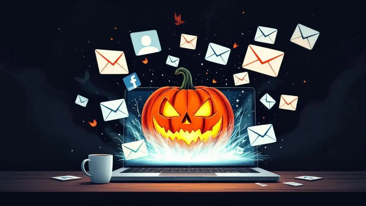 Jack o lantern cyber danger halloween suspicious emails social media laptop
