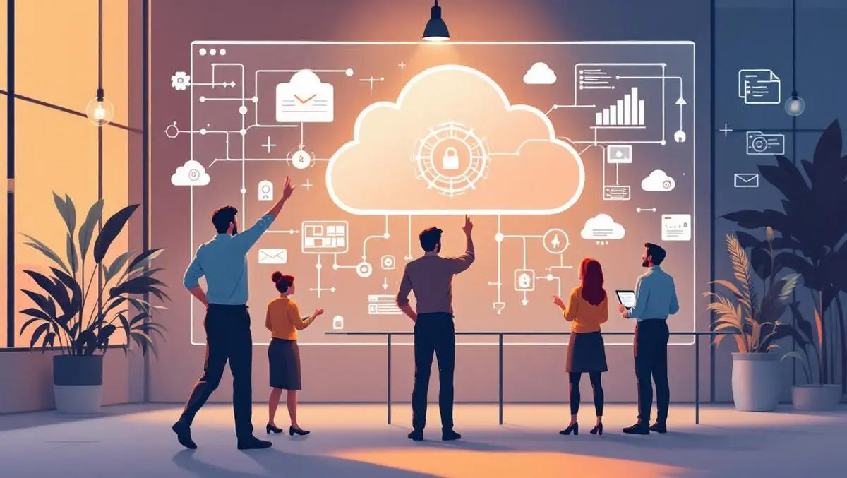 Australian business professionals collaborating digital cloud office