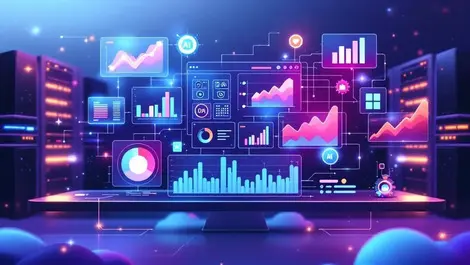 Sleek digital dashboard ai data visualizations cloud data analysis servers