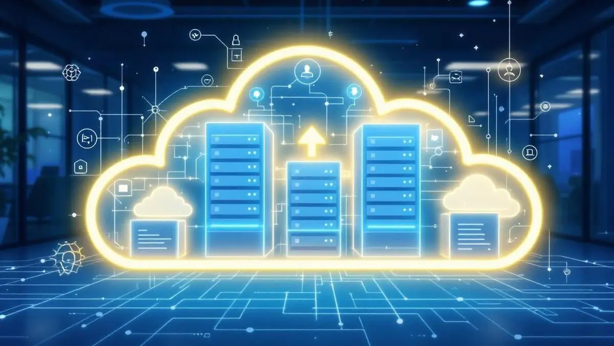 Illustration cloud servers connected digital lines application architecture it office