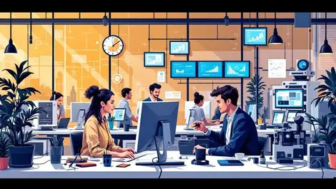 Young australian professionals modern office technology teamwork computers