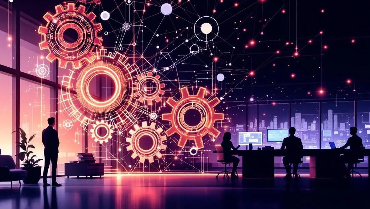 Interconnected digital gears enterprise automation cloud ai modern office