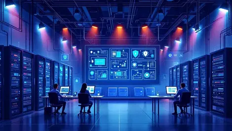 Modern server room central console ai governance coding control