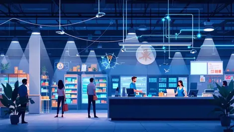 Modern us retail store night edge networking sensors cameras