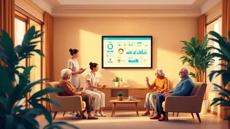 Aged care facility ai dashboard workflow automation illustration