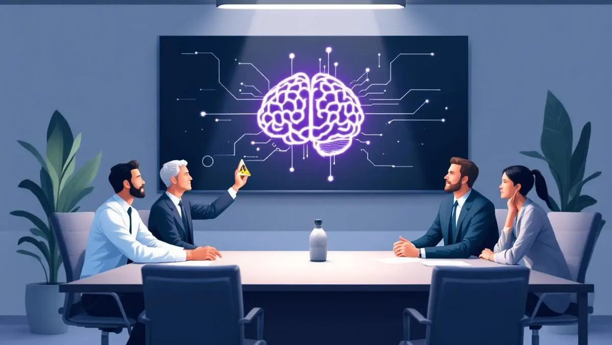 Australian gov meeting room glowing ai brain regulated adoption