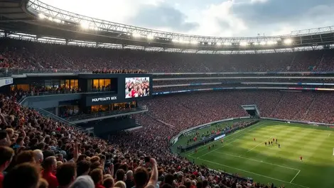 Rugby stadium hospitality box digital screen fan experience