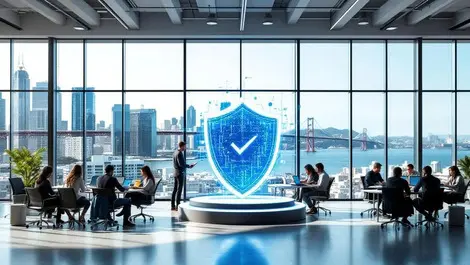 Sf tech office bay bridge view security shield collaboration