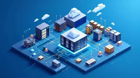 Isometric modern data center cloud container vm k8s storage backup
