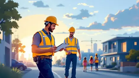 Australian construction workers work life balance sunset