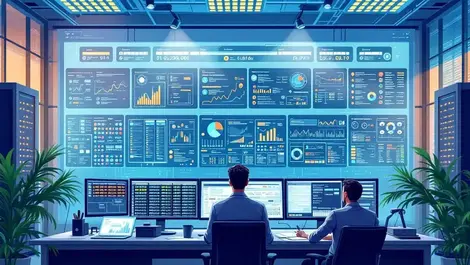 Modern enterprise it ops team monitoring network dashboard